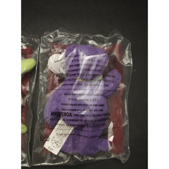2004 Mcdonalds Ty Teenie Beanie Babies Grimace, Shake and Fry Sealed - Picture 4 of 7